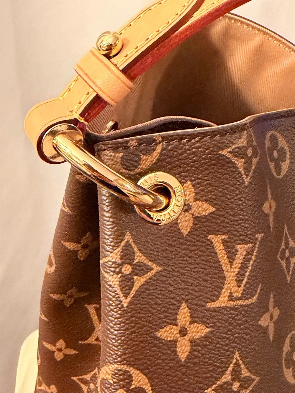 Louis Vuitton Monogram Canvas Shoulder Hobo in Brown and Tan
